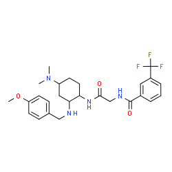 ChemSpider 2D Image | N-[2-({4-(Dimethylamino)-2-[(4-methoxybenzyl)amino]cyclohexyl}amino)-2-oxoethyl]-3-(trifluoromethyl)benzamide | C26H33F3N4O3