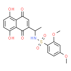 ChemSpider 2D Image | N-[1-(5,8-Dihydroxy-1,4-dioxo-1,4-dihydro-2-naphthalenyl)ethyl]-2,4-dimethoxybenzenesulfonamide | C20H19NO8S