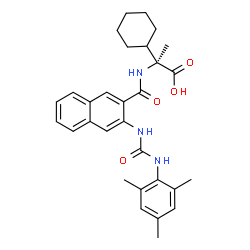 ChemSpider 2D Image | (2S)-2-Cyclohexyl-2-({3-[(mesitylcarbamoyl)amino]-2-naphthoyl}amino)propanoic acid | C30H35N3O4