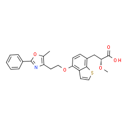 ChemSpider 2D Image | (2R)-2-Methoxy-3-{4-[2-(5-methyl-2-phenyl-1,3-oxazol-4-yl)ethoxy]-1-benzothiophen-7-yl}propanoic acid | C24H23NO5S
