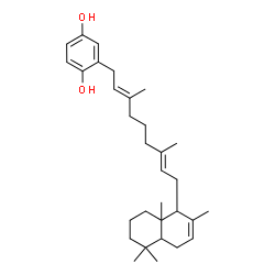 ChemSpider 2D Image | 2-[(2E,7E)-3,7-Dimethyl-9-(2,5,5,8a-tetramethyl-1,4,4a,5,6,7,8,8a-octahydro-1-naphthalenyl)-2,7-nonadien-1-yl]-1,4-benzenediol | C31H46O2