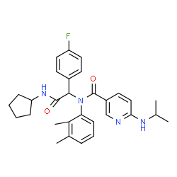 ChemSpider 2D Image | N-[2-(Cyclopentylamino)-1-(4-fluorophenyl)-2-oxoethyl]-N-(2,3-dimethylphenyl)-6-(isopropylamino)nicotinamide | C30H35FN4O2