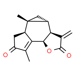 ChemSpider 2D Image | (3aS,3bR,4aR,4bS,7bR)-4a,7-Dimethyl-3-methylene-3a,4,4a,4b,5,7b-hexahydrocyclopropa[6,7]indeno[4,5-b]furan-2,6(3H,3bH)-dione | C15H16O3