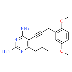 ChemSpider 2D Image | 5-[3-(2,5-Dimethoxyphenyl)-1-propyn-1-yl]-6-propyl-2,4-pyrimidinediamine | C18H22N4O2