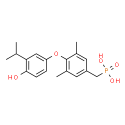 ChemSpider 2D Image | [4-(4-Hydroxy-3-isopropylphenoxy)-3,5-dimethylbenzyl]phosphonic acid | C18H23O5P