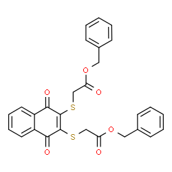 ChemSpider 2D Image | Dibenzyl 2,2'-[(1,4-dioxo-1,4-dihydronaphthalene-2,3-diyl)disulfanediyl]diacetate | C28H22O6S2