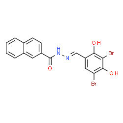 ChemSpider 2D Image | N'-[(E)-(3,5-Dibromo-2,4-dihydroxyphenyl)methylene]-2-naphthohydrazide | C18H12Br2N2O3