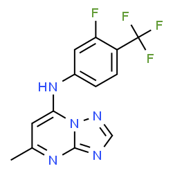 ChemSpider 2D Image | N-[3-Fluoro-4-(trifluoromethyl)phenyl]-5-methyl[1,2,4]triazolo[1,5-a]pyrimidin-7-amine | C13H9F4N5
