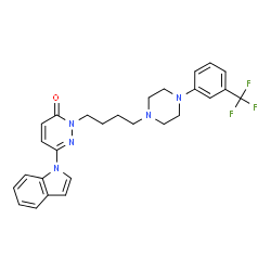 ChemSpider 2D Image | 6-(1H-Indol-1-yl)-2-(4-{4-[3-(trifluoromethyl)phenyl]-1-piperazinyl}butyl)-3(2H)-pyridazinone | C27H28F3N5O