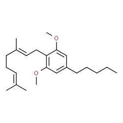 ChemSpider 2D Image | 2-[(2E)-3,7-Dimethyl-2,6-octadien-1-yl]-1,3-dimethoxy-5-pentylbenzene | C23H36O2