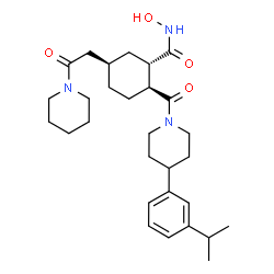ChemSpider 2D Image | (1S,2S,5R)-N-Hydroxy-2-{[4-(3-isopropylphenyl)-1-piperidinyl]carbonyl}-5-[2-oxo-2-(1-piperidinyl)ethyl]cyclohexanecarboxamide | C29H43N3O4