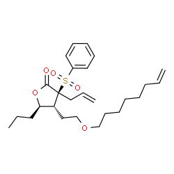 ChemSpider 2D Image | (3S,4R,5R)-3-Allyl-4-[2-(7-octen-1-yloxy)ethyl]-3-(phenylsulfonyl)-5-propyldihydro-2(3H)-furanone | C26H38O5S