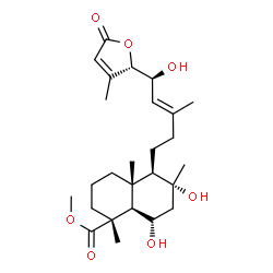ChemSpider 2D Image | Methyl (1R,4aS,5R,6R,8S,8aR)-6,8-dihydroxy-5-{(3E,5S)-5-hydroxy-3-methyl-5-[(2S)-3-methyl-5-oxo-2,5-dihydro-2-furanyl]-3-penten-1-yl}-1,4a,6-trimethyldecahydro-1-naphthalenecarboxylate | C26H40O7