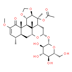 ChemSpider 2D Image | (3aR,4S,4aR,6S,7aR,7bR,8aS,9S,12aS,12bS,12cS)-6-(beta-D-Glucopyranosyloxy)-11-methoxy-4,7b,9,12a-tetramethyl-12-oxo-3a,4,4a,5,6,7a,7b,8,8a,9,12,12a,12b,12c-tetradecahydro[1,3]benzodioxolo[6,5,4-de]ben
zo[g]chromen-4-yl acetate | C30H44O13