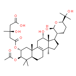 ChemSpider 2D Image | (3S)-5-{[(2alpha,3beta,12alpha,21S,24R)-3-Acetoxy-12,21,25-trihydroxy-21,24-epoxylanost-8-en-2-yl]oxy}-3-hydroxy-3-methyl-5-oxopentanoic acid | C38H60O11