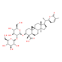 ChemSpider 2D Image | (3beta,9beta,22S)-3-{[2-O-(beta-D-Glucopyranosyl)-beta-D-glucopyranosyl]oxy}-26-oxo-22,26-epoxy-9,19-cyclolanost-24-en-28-oic acid | C42H64O15
