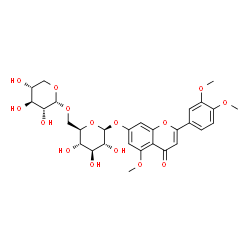 ChemSpider 2D Image | 2-(3,4-Dimethoxyphenyl)-5-methoxy-4-oxo-4H-chromen-7-yl 6-O-alpha-D-xylopyranosyl-beta-D-glucopyranoside | C29H34O15