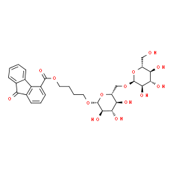 ChemSpider 2D Image | 4-{[6-O-(alpha-D-Glucopyranosyl)-beta-D-glucopyranosyl]oxy}butyl 9-oxo-9H-fluorene-4-carboxylate | C30H36O14