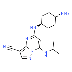 ChemSpider 2D Image | 5-[(4-AMINOCYCLOHEXYL)AMINO]-7-(PROPAN-2-YLAMINO)PYRAZOLO[1,5-A]PYRIMIDINE-3-CARBONITRILE | C16H23N7