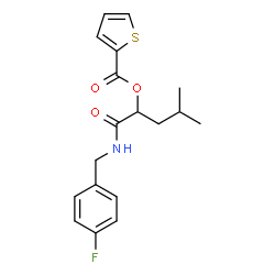 ChemSpider 2D Image | 1-[(4-Fluorobenzyl)amino]-4-methyl-1-oxo-2-pentanyl 2-thiophenecarboxylate | C18H20FNO3S