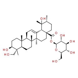 ChemSpider 2D Image | 1-O-[(3beta)-3,19,23-Trihydroxy-28-oxours-12-en-28-yl]-beta-D-glucopyranose | C36H58O10