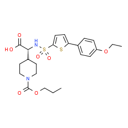 ChemSpider 2D Image | (2R)-({[5-(4-Ethoxyphenyl)-2-thienyl]sulfonyl}amino)[1-(propoxycarbonyl)-4-piperidinyl]acetic acid | C23H30N2O7S2