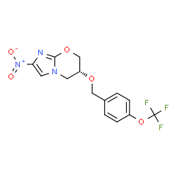 ChemSpider 2D Image | (6R)-2-Nitro-6-{[4-(trifluoromethoxy)benzyl]oxy}-6,7-dihydro-5H-imidazo[2,1-b][1,3]oxazine | C14H12F3N3O5