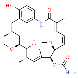 ChemSpider 2D Image | (4E,6Z,8S,9S,10E,12S,13R,14S,16R)-13,19-Dihydroxy-8,14-dimethoxy-4,10,12,16-tetramethyl-3-oxo-2-azabicyclo[16.3.1]docosa-1(22),4,6,10,18,20-hexaen-9-yl carbamate | C28H40N2O7