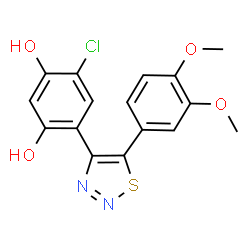 ChemSpider 2D Image | 4-Chloro-6-[5-(3,4-dimethoxyphenyl)-1,2,3-thiadiazol-4-yl]-1,3-benzenediol | C16H13ClN2O4S