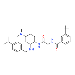 ChemSpider 2D Image | N-[2-({4-(Dimethylamino)-2-[(4-isopropylbenzyl)amino]cyclohexyl}amino)-2-oxoethyl]-3-(trifluoromethyl)benzamide | C28H37F3N4O2