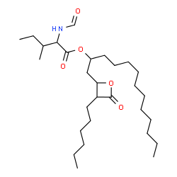 ChemSpider 2D Image | 1-(3-Hexyl-4-oxo-2-oxetanyl)-2-tridecanyl N-formylisoleucinate | C29H53NO5