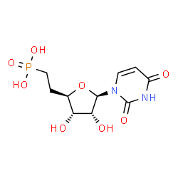 ChemSpider 2D Image | 1-(5,6-Dideoxy-6-phosphono-beta-D-ribo-hexofuranosyl)-2,4(1H,3H)-pyrimidinedione | C10H15N2O8P