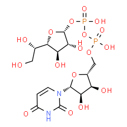 ChemSpider 2D Image | (2R,3R,4R,5S)-5-[(1S)-1,2-Dihydroxyethyl]-3,4-dihydroxytetrahydro-2-furanyl [(2R,3S,4R,5R)-5-(2,4-dioxo-3,4-dihydro-1(2H)-pyrimidinyl)-3,4-dihydroxytetrahydro-2-furanyl]methyl dihydrogen diphosphate (
non-preferred name) | C15H24N2O17P2