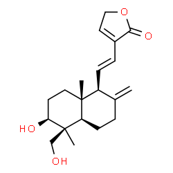 ChemSpider 2D Image | 3-{(E)-2-[(1S,4aR,5S,6S,8aS)-6-Hydroxy-5-(hydroxymethyl)-5,8a-dimethyl-2-methylenedecahydro-1-naphthalenyl]vinyl}-2(5H)-furanone | C20H28O4