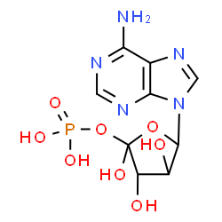 ChemSpider 2D Image | 5-(6-Amino-9H-purin-9-yl)-2,3,4-trihydroxytetrahydro-2-furanyl dihydrogen phosphate | C9H12N5O8P