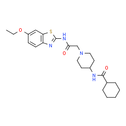 ChemSpider 2D Image | N-(1-{2-[(6-Ethoxy-1,3-benzothiazol-2-yl)amino]-2-oxoethyl}-4-piperidinyl)cyclohexanecarboxamide | C23H32N4O3S