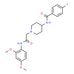 ChemSpider 2D Image | N-(1-{2-[(2,4-Dimethoxyphenyl)amino]-2-oxoethyl}-4-piperidinyl)-4-fluorobenzamide | C22H26FN3O4