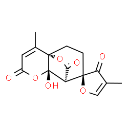 ChemSpider 2D Image | (1S,6S,7S,8R)-6-Hydroxy-2,4'-dimethyl-3'H,4H,12H-spiro[5,11-dioxatricyclo[5.3.2.0~1,6~]dodec-2-ene-8,2'-furan]-3',4,12-trione | C15H14O7