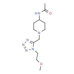 ChemSpider 2D Image | N-(1-{[1-(2-Methoxyethyl)-1H-tetrazol-5-yl]methyl}-4-piperidinyl)acetamide | C12H22N6O2