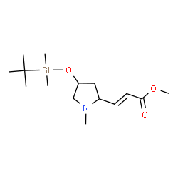 ChemSpider 2D Image | methyl (E)-3-[4-[tert-butyl(dimethyl)silyl]oxy-1-methyl-pyrrolidin-2-yl]prop-2-enoate | C15H29NO3Si