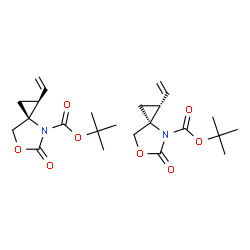 ChemSpider 2D Image | tert-butyl (2S,3S)-6-oxo-2-vinyl-5-oxa-7-azaspiro[2.4]heptane-7-carboxylate; tert-butyl (2R,3R)-6-oxo-2-vinyl-5-oxa-7-azaspiro[2.4]heptane-7-carboxylate | C24H34N2O8