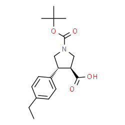 ChemSpider 2D Image | (3S,4R)-1-tert-butoxycarbonyl-4-(4-ethylphenyl)pyrrolidine-3-carboxylic acid | C18H25NO4