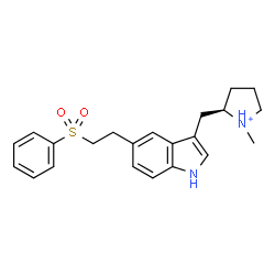 ChemSpider 2D Image | (2R)-1-Methyl-2-({5-[2-(phenylsulfonyl)ethyl]-1H-indol-3-yl}methyl)pyrrolidinium | C22H27N2O2S