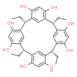 ChemSpider 2D Image | 2,8,14,20-Tetraethylpentacyclo[19.3.1.1~3,7~.1~9,13~.1~15,19~]octacosa-1(25),3(28),4,6,9(27),10,12,15(26),16,18,21,23-dodecaene-4,6,10,12,16,18,22,24-octol | C36H40O8