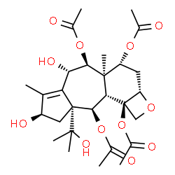 ChemSpider 2D Image | (2aS,4R,4aR,5S,6S,8R,9aR,10R,10aS)-6,8-Dihydroxy-9a-(2-hydroxy-2-propanyl)-4a,7-dimethyl-3,4,4a,5,6,8,9,9a,10,10a-decahydro-1H-azuleno[5',6':3,4]benzo[1,2-b]oxete-4,5,10,10b(2aH)-tetrayl tetraacetate | C28H40O12