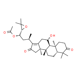 ChemSpider 2D Image | (8alpha,9beta,11beta,14beta,24R)-11-Hydroxy-3,16-dioxo-24,25-epoxydammar-13(17)-en-23-yl acetate | C32H48O6