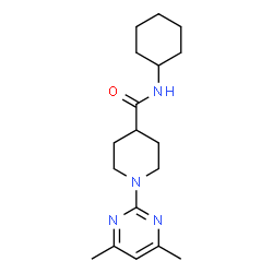 ChemSpider 2D Image | N-Cyclohexyl-1-(4,6-dimethyl-2-pyrimidinyl)-4-piperidinecarboxamide | C18H28N4O