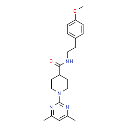 ChemSpider 2D Image | 1-(4,6-Dimethyl-2-pyrimidinyl)-N-[2-(4-methoxyphenyl)ethyl]-4-piperidinecarboxamide | C21H28N4O2