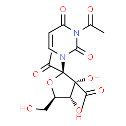 ChemSpider 2D Image | (6R)-4-C-Acetyl-3-(3-acetyl-2,4-dioxo-3,4-dihydro-1(2H)-pyrimidinyl)-1-deoxy-6-(hydroxymethyl)-beta-D-erythro-hexo-2,3-diulo-3,6-furanosyl | C15H18N2O9