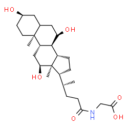 ChemSpider 2D Image | N-[(3alpha,7alpha,12alpha,20R)-3,7,12-Trihydroxy-24-oxocholan-24-yl]glycine | C26H43NO6